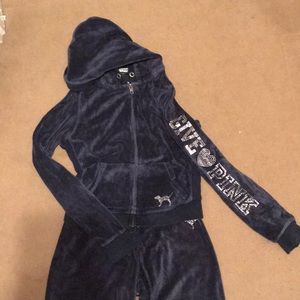 Victoria secret velour navy tracksuit